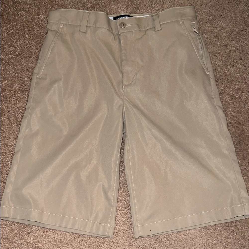 Lands’ End Boys Performance Chino Shorts – Khaki, Size 14 (Excellent Condition)